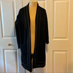 J. McLaughlin  Marjorie Merino Wool Black Open-Front Cardigan Small